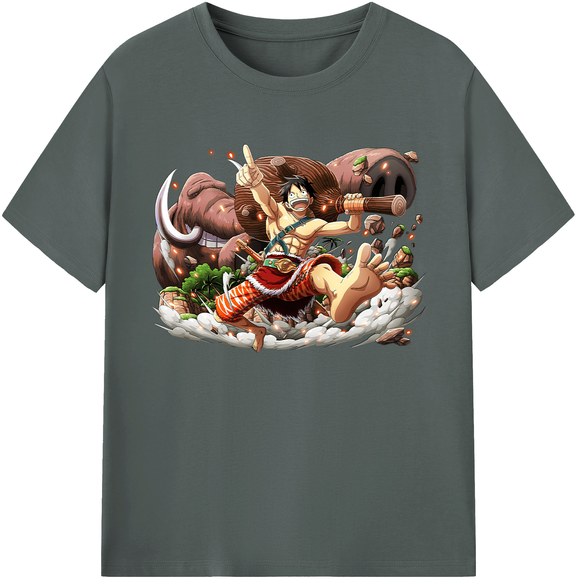 ワンピース モンキー・D・ルフィ ONE PIECE Monkey D. Luffy 綿100％ メンズ半袖Tシャツ｜肌触りやわらか＆通気性